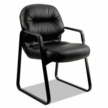 HON PILLOW-SOFT 2090 SERIES GUEST ARM CHAIR, 31.25inX35.75inX36in, BLACK SEAT/BLACK BACK, BLACK BASE 2093SR11T